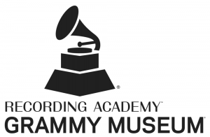 A Drawing of a Gramaphone above the words Recording Academy above the words Grammy Museum all in black